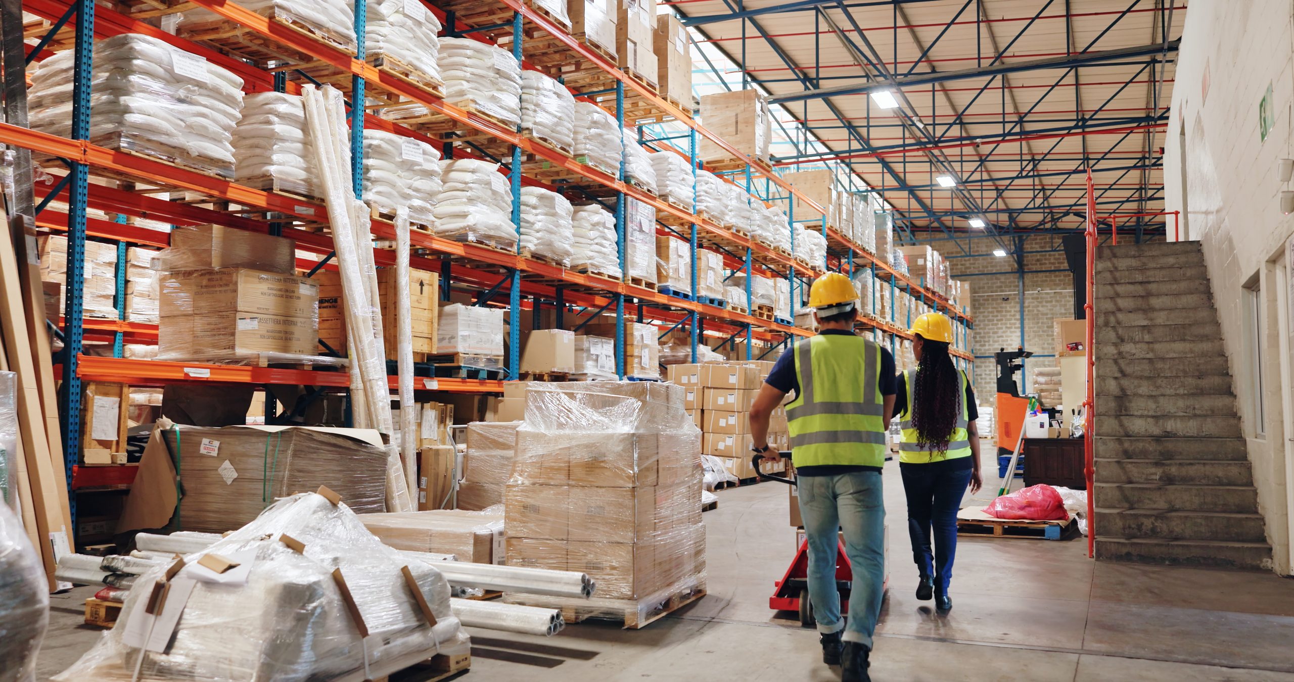 People,,Warehouse,And,Storage,For,Logistics,With,Boxes,,Shelf,And